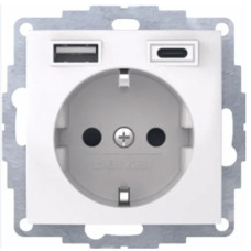 Розетка з з/к 16А/250В + 2хUSB/3A, А-С, колір пол.білизна, глянець, S.1 Berker 48048989