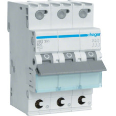 Автоматичний вимикач QC In=6 А, 3п, B, 6 kA, 3м Hager MBS306
