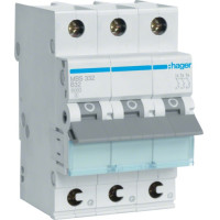 Автоматичний вимикач QC In=32 А, 3п, B, 6 kA, 3м Hager MBS332