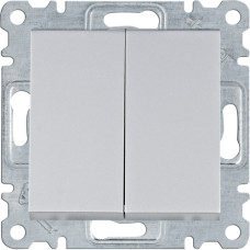Кнопковий вимикач, 2-тактовий, срібний, 10АХ/230В, Lumina Hager WL0142