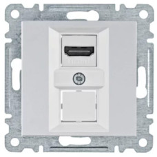 Розетка HDMI з роз'ємом тип А, вер .1.3, срібна, Lumina Hager WL2612