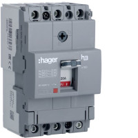 Автоматичний вимикач x160, In=20А, 3п, 18kA, Тфікс./Мфікс. Hager HDA020L