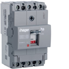 Автоматичний вимикач x160, In=25А, 3п, 18kA, Тфікс./Мфікс. Hager HDA025L