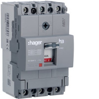 Автоматичний вимикач x160, In=63А, 3п, 18kA, Тфікс./Мфікс. Hager HDA063L