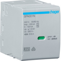 Вставний модуль N-PE Uc 350V Iimp 100kA Up 1.5kV, Hager SPA001N