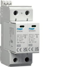 Розрядник (ПЗІП) T1+T2 2P 25kA 1,2kV TN-S TT +дод.контакт, Hager SPA911