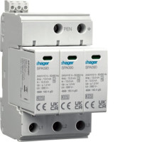 Розрядник (ПЗІП) T1+T2 3P 37,5kA 1,2kV TN-C +дод.контакт, Hager SPA930