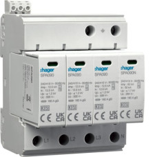 Розрядник (ПЗІП) T1+T2 4P 50kA 1,2kV TN-S TT +дод.контакт, Hager SPA931
