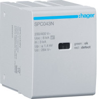 Вставний модуль T3 3P Uc 264V In 3kA Uoc 6kV Up 1.4kV, Hager SPC043N