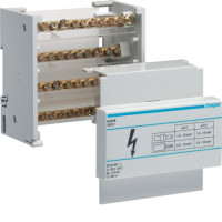 Блок розподільний In=80A, 4п, 5мод., вхід 1х16 вихід 8х10мм2 Hager KJ01B