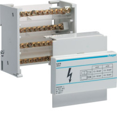 Блок розподільний In=80A, 4п, 5мод., вхід 1х16 вихід 8х10мм2 Hager KJ01B