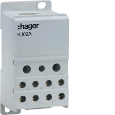 Блок розподільний In=250А, ввод 1х95мм2, вихід 2х25х16 і 4х10мм2, Hager KJ02A