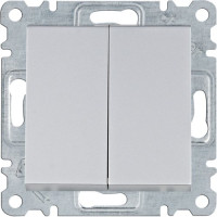 Вимикач двохклавішний 10АХ/230В, срібний, Lumina, Hager WL0042