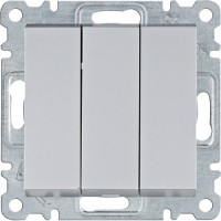 Вимикач трьохклавішний 10АХ/230В, срібний, Lumina, Hager WL0072