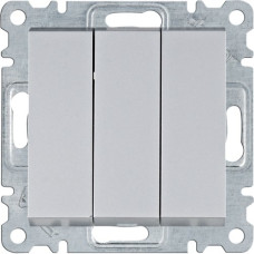 Вимикач трьохклавішний 10АХ/230В, срібний, Lumina, Hager WL0072