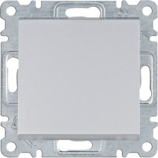 Кнопковий вимикач, 1-тактовий, срібний, 10АХ/230В, Lumina Hager WL0112