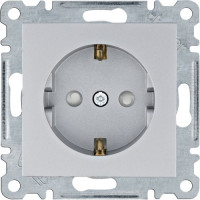 Розетка з з/к з захистом контактів, срібна, 16А/230В, Lumina Hager WL1062