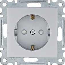 Розетка з з/к з захистом контактів, срібна, 16А/230В, Lumina Hager WL1062