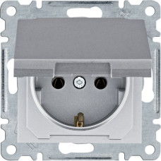 Розетка з з/к з кришкою, срібна, 16А/230В, Lumina Hager WL1152