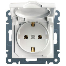 Розетка з з/к з кришкою, біла, 16А/230В, Lumina Hager WL1150