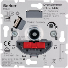 Поворотно-нажимний диммер "Soft" LED/КЛЛ 3-100Вт, решта ламп 20-500Вт Berker 2873