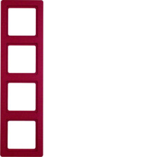 Рамка 4-постова, колір червоний, матовий бархат, пластик, Q.1 Berker 10146062