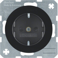 Розетка з з/к, 16А/250В, зі шторками, колір чорний, глянець, R.x Berker 47232045