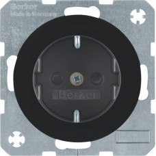 Розетка з з/к, 16А/250В, зі шторками, колір чорний, глянець, R.x Berker 47232045